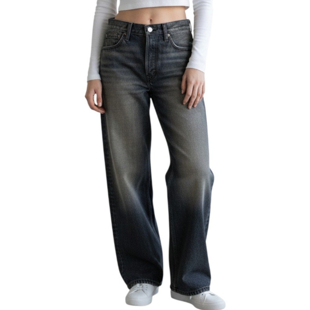 RE/DONE 90s High Rise Loose Jeans Faded Dark Wash Women 26 inch Waist NWT $295